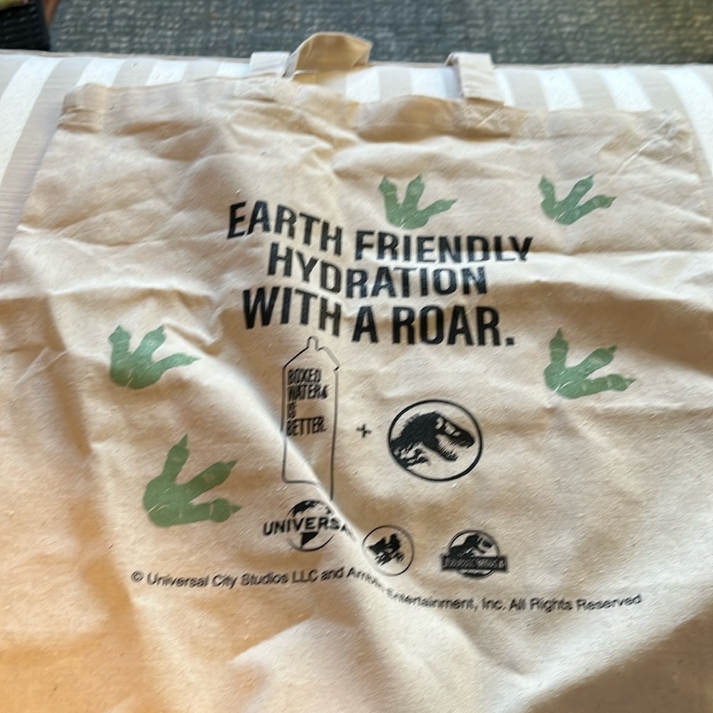 Boxed water Dino bag “Earth Friendly Hydration with a Roar”